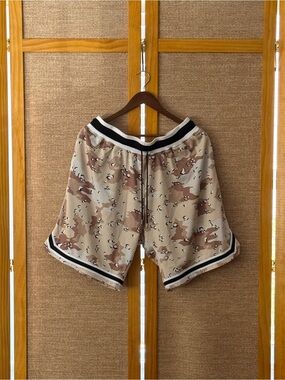 John Elliott Desert Camo Athletic Shorts — Tan & Brown